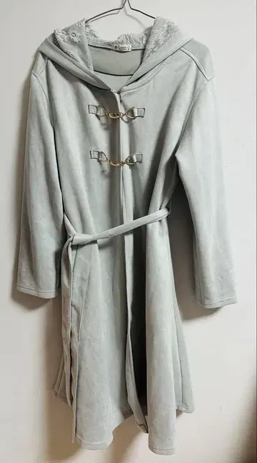 axes femme 후드 부착 라이트 그레이 긴팔 롱 코트