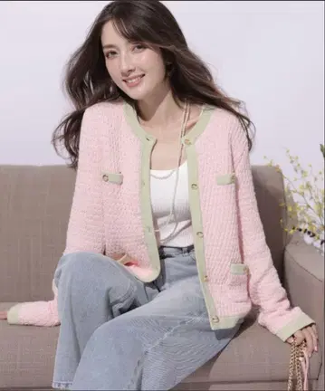 완판템 아푸와이저 리셰 배색 버튼 니트 자켓 2