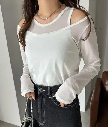 튤 시어 레이어드 탑 여성용 시어 탑