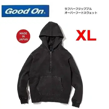 굿온 하프 지퍼 풀오버 후드 맨투맨 P-블랙 XL