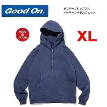 굿온 하프 지퍼 풀오버 후드 맨투맨 P-네이비 XL