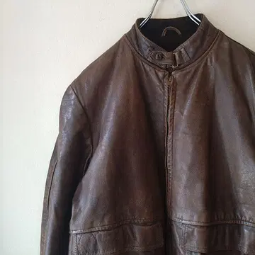 60s kurland 가죽 자켓 가죽 스포츠 자켓 브라운