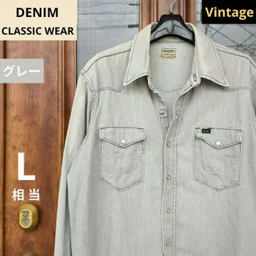 [ DENIM ] 드님 코튼 피케 두꺼운 원단 웨스턴 셔츠 그레이