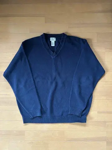 90' L.L.Bean 네이비 V넥 스웨터 L-REG