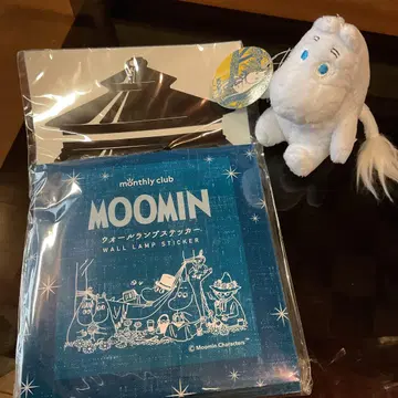 무민 봉제 인형과 월 램프 스티커 세트