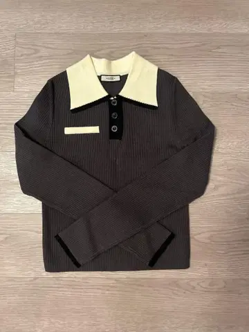 KUOSE 카라 부착 니트 다크 그레이