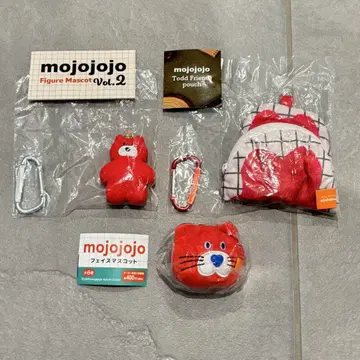 mojojojo 피규어 페이스 마스코트 파우치 고양이 빨강 3종 세트