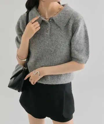 mystic 카라 반팔 니트