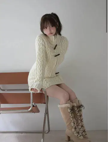 andmary Kelly toggle knit set up ivory
