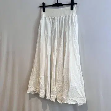 M1006 허리밴딩 화이트 플레어 롱 스커트