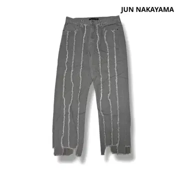 JUN NAKAYAMA 프린지 데님 팬츠 그레이 32