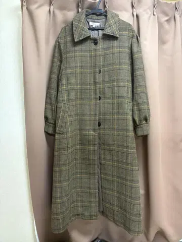 MOUSSY 체크 무늬 롱 코트