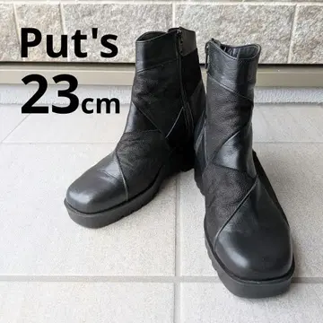 [일본제] Put's 푸츠 / 사이드 지퍼 컴포트 숏부츠 블랙 23cm