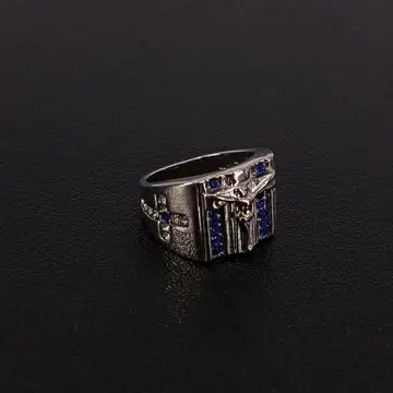 실버 파랑 반지 마리아 십자가 은 12호 지르코니아