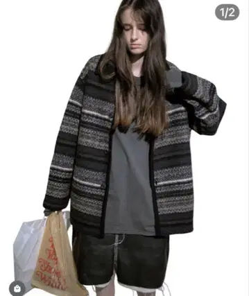 미사용 새상품 PERVERZE Blanket Border Coat 퍼버즈