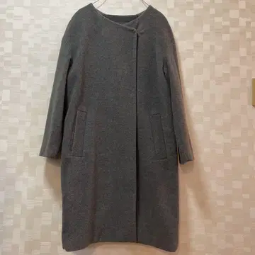 나노 유니버스*(니시카와 다운) 울 캐시미어 혼방*노카라 코트 그레이