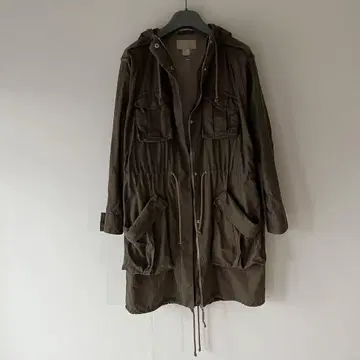 H&M 모즈 코트 밀리터리 코트 후드 코트 코튼 린넨