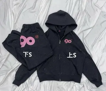 9090girl 로고 글리터 셋업