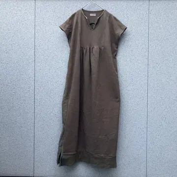 2810 [ Bab ] M 올리브색 반팔 V넥 맥시 원피스