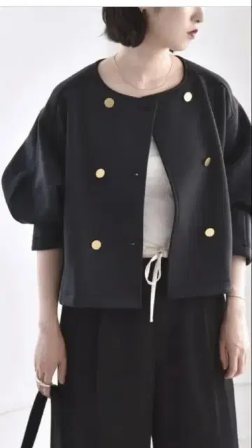 quaranciel 2024AW 더블 저지 노카라 자켓