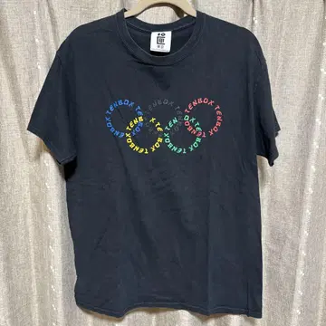 y100410 텐 박스 T 셔츠 블랙 프린트 로고 컬러풀