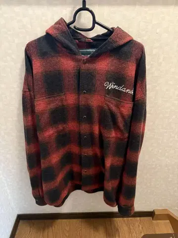 windandsea 긴팔 셔츠 후드 부착 셔츠 S 사이즈 빨검 체크