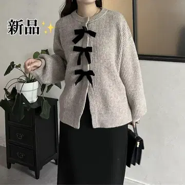 새상품 prose verse 프로즈 베일 전후 2way 리본 가디건
