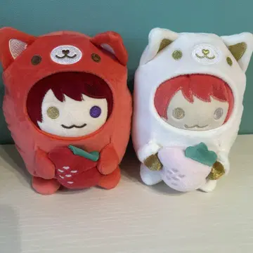 스토푸리 리이누군 애니멀 봉제 인형 쿠션 빨간색 화이트 2개 세트