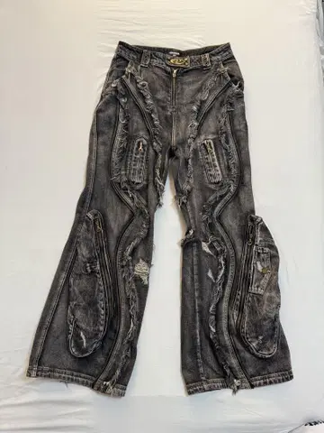 personsoul DIRTY RIPPED DENIM BAGGYJEANS