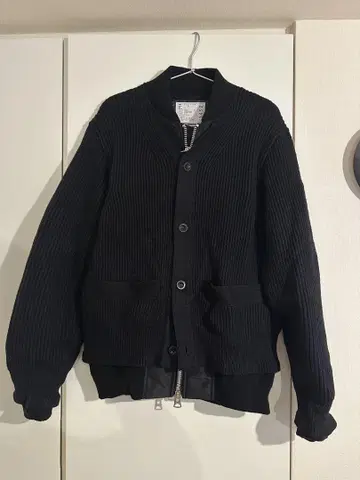 sacai 나일론 트윌 x 니트 가디건 사카이 니트