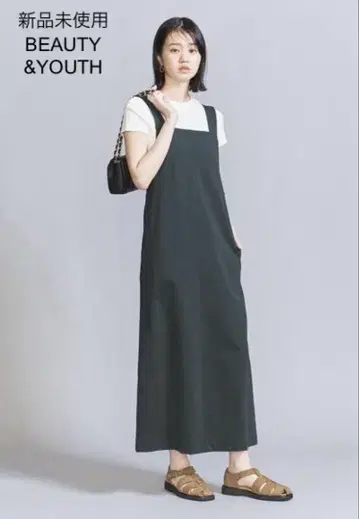 미사용 BEAUTY & YOUTH 와이드 스트랩 오버롤 스커트
