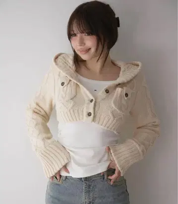 andmary Mary logo cable knit set ivory