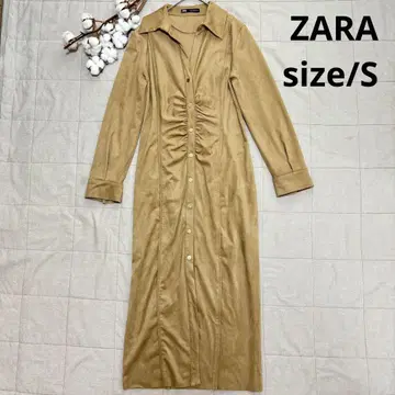 ZARA 페이크 스웨이드 원피스 개더 베이지 S 사이즈