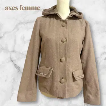 [axes femme] 숏 기장 코트 후드 부착 포켓 비쥬 레이스