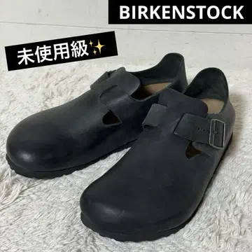 미사용급 버켄스탁 런던 컴포트 슈즈 오일드 가죽 블랙