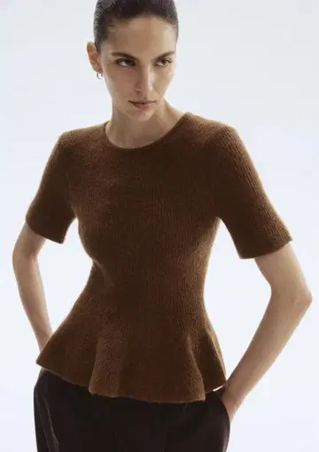 H&M 리브 니트 페플럼 상의