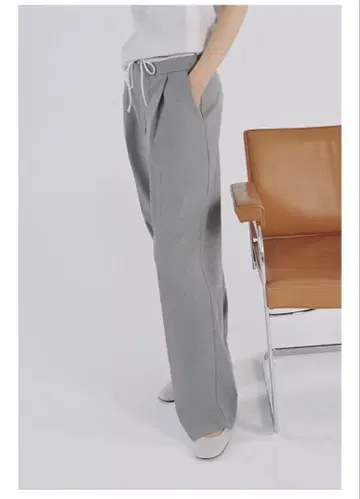 유니클로 와이드 레그 팬츠 더블 허리 밴딩