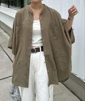 차오패닉 티피 린넨 레이온 돌먼 셔츠 카키