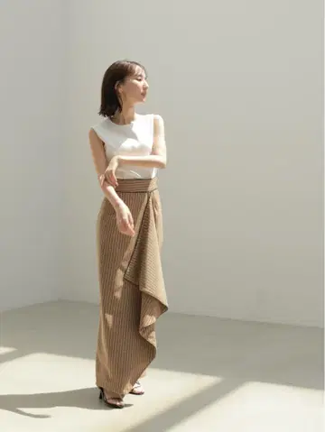 louren stripe lace wrap pencil skirt
