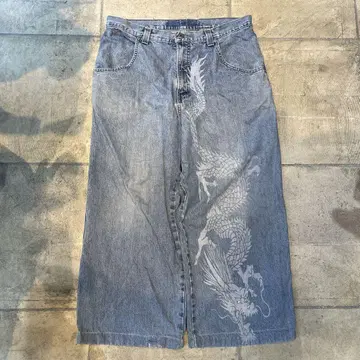 레어 90s 00s JNCO JEANS 드래곤 데님 배기 초와이드