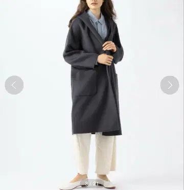 GALERIEVIE 새상품급 울 더블 페이스 오픈 카라 후디드 코트