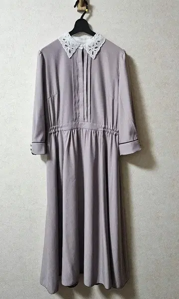 레이스 옷깃 롱 원피스