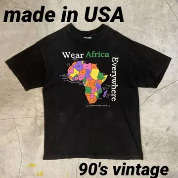 90's USA제 빈티지 T셔츠 L 블랙 아프리카 vintage