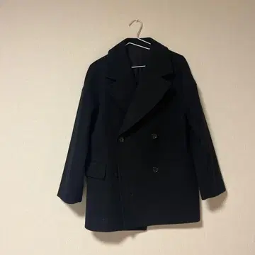 GU 더블 브레스트 피 코트 블랙