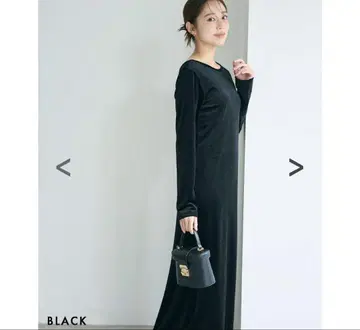 베이스먼트 온라인 백산 벨로아 맥시 원피스 블랙 F