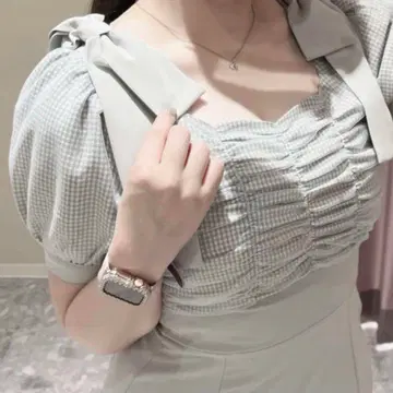 안미르 도킹 개더 리본 원피스