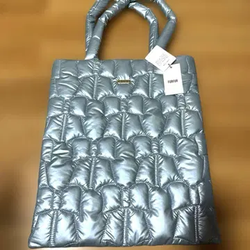 [ 새상품 ] FURFUR 리본 퀼팅 토트백 퍼플 스카이블루