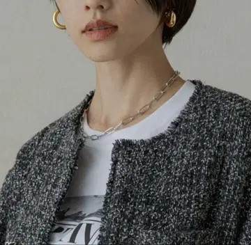GALENA 가레나 라운드 체인 목걸이 후프 귀걸이 세트 쿨톤