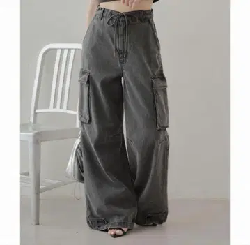 Chico 와이드 카고 데님 팬츠 Msize