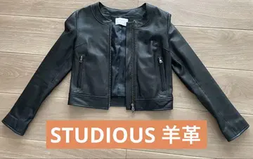STUDIOUS 양가죽 노카라 가죽 자켓